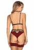 Obsessive Sugestina 3-pcs set bielizna nocna komplet biustonosz + figi + pas do pończoch